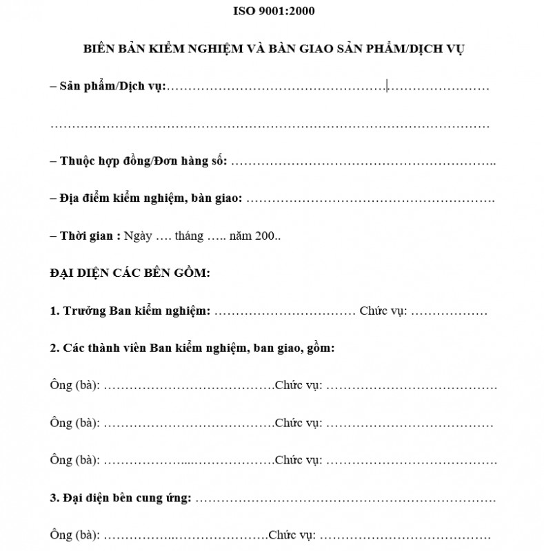 Mẫu biên bản kiểm nghiệm và bàn giao sản phẩm/dịch vụ Mẫu biên bản kiểm nghiệm và bàn giao sản phẩm/dịch vụ
