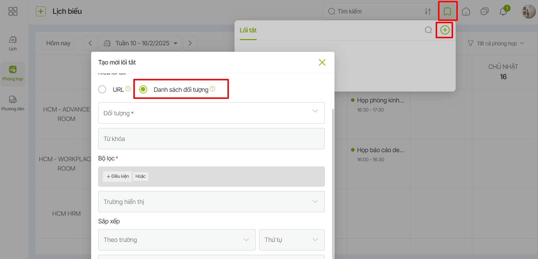 Thiết lập bộ lọc cá nhân bằng cách tạo mới lối tắt