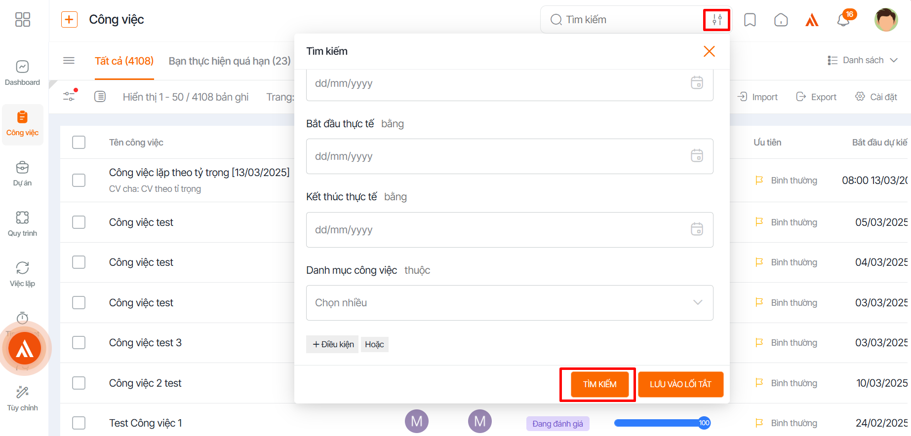 Bộ lọc nâng cao